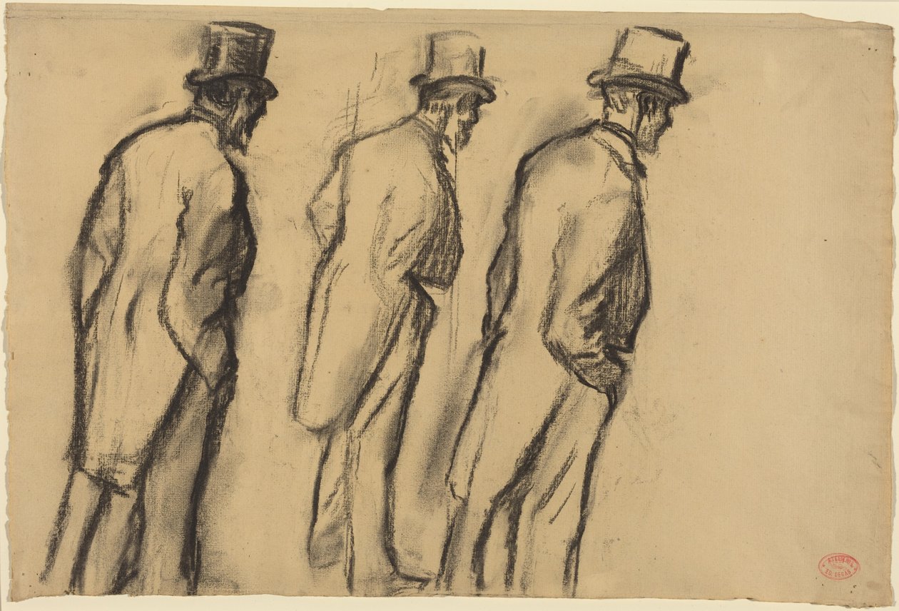 Tre studier av Ludovic Halévy i stående ställning av Edgar Degas
