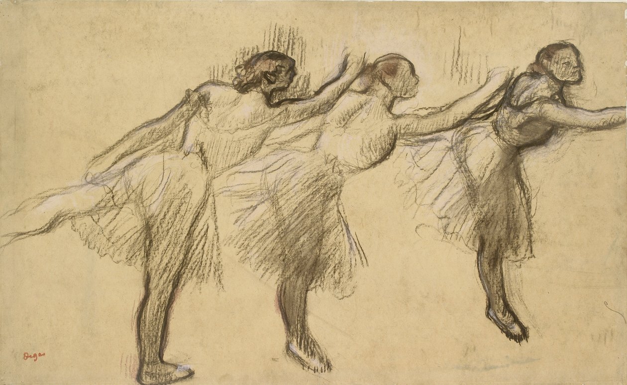 Tre studier av en ballerina, sent 1800-tal av Edgar Degas