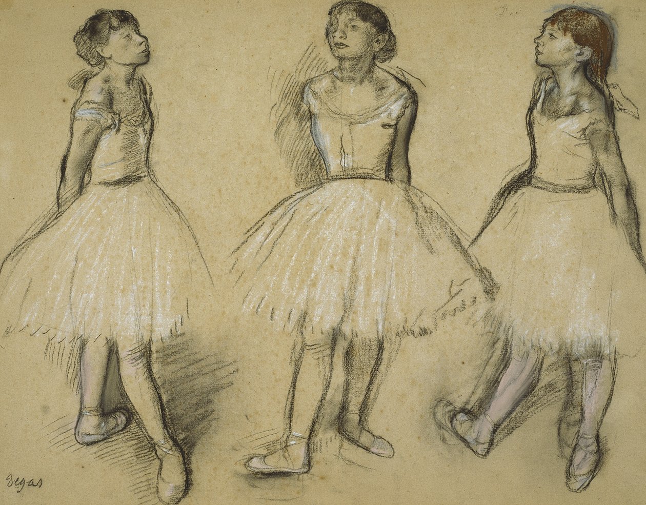 Tre studier av en dansare i fjärde position, 1879-80 av Edgar Degas