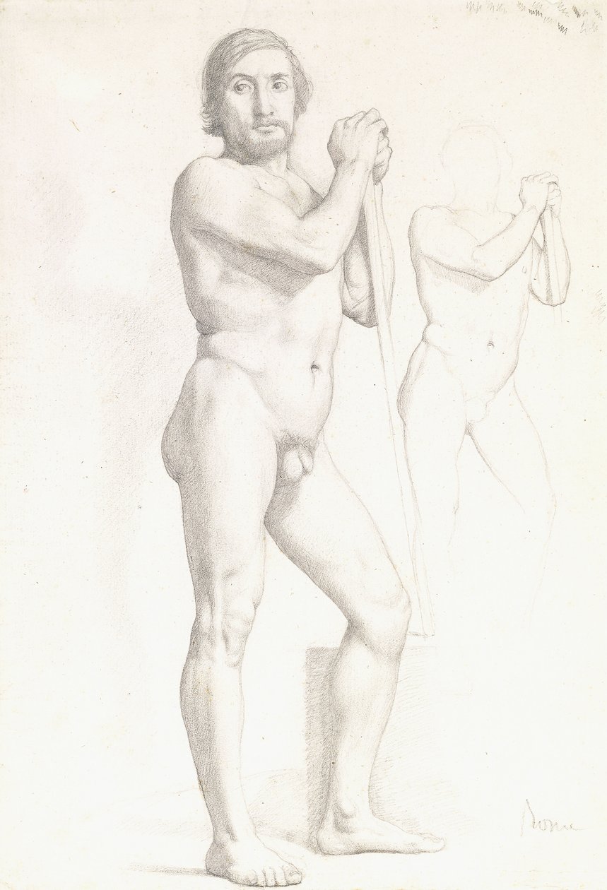 Två akademiska studier av en man, c.1856 av Edgar Degas