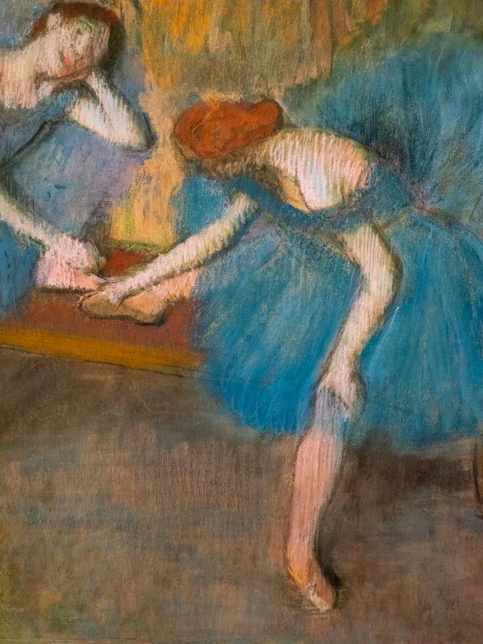 Två vilande dansare (även känd som "Blå dansare") (detalj). Omkring 1898. Pastell på fint velinpapper. av Edgar Degas