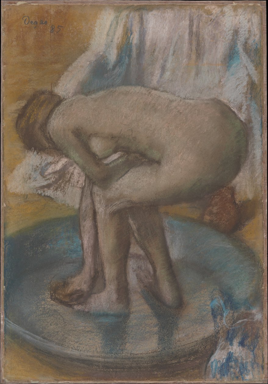 Badande kvinna i ett grunt badkar av Edgar Degas