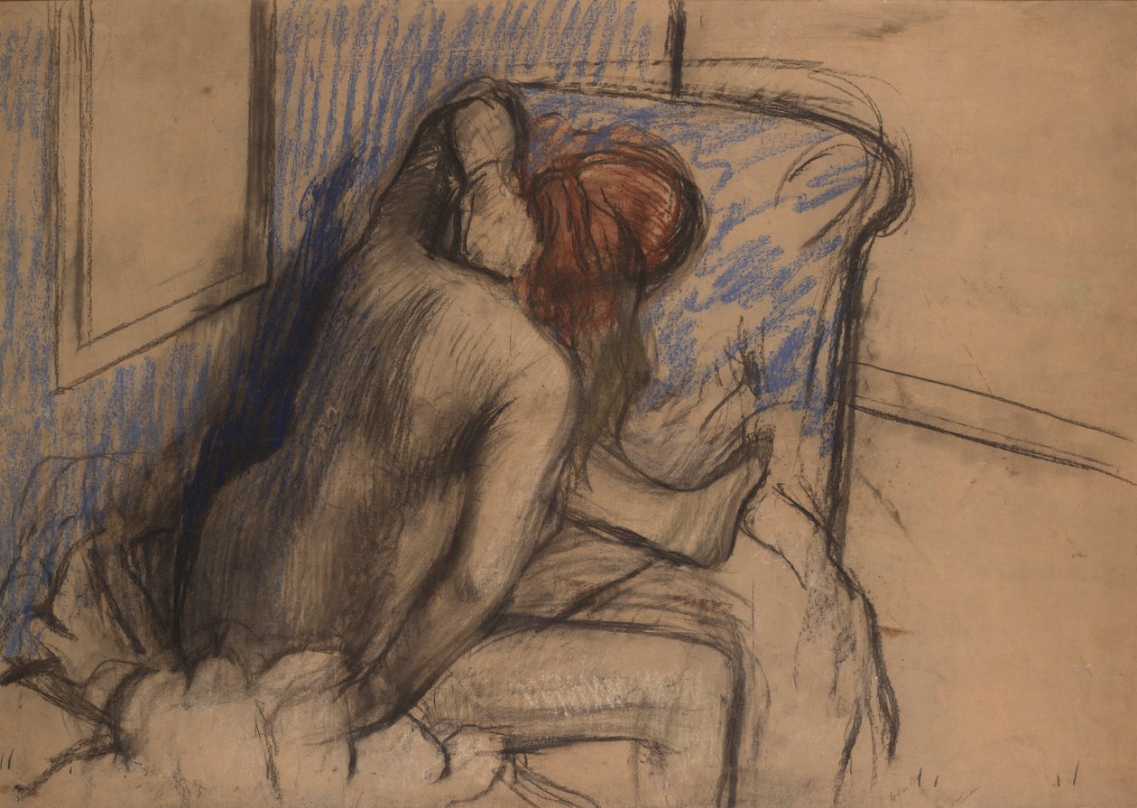 Kvinna som torkar hennes hår av Edgar Degas