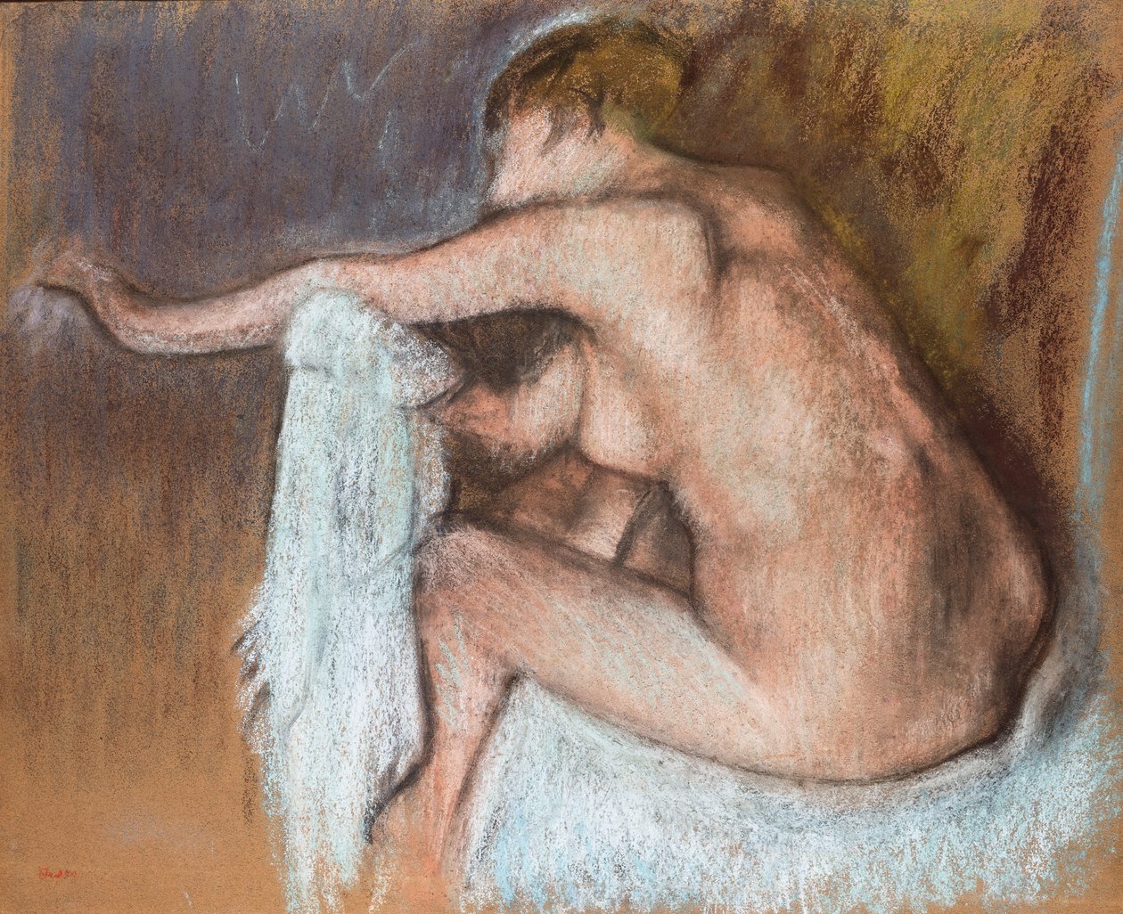 Kvinna som torkar hennes arm; Kvinna som torkar sin arm, c.1884 av Edgar Degas