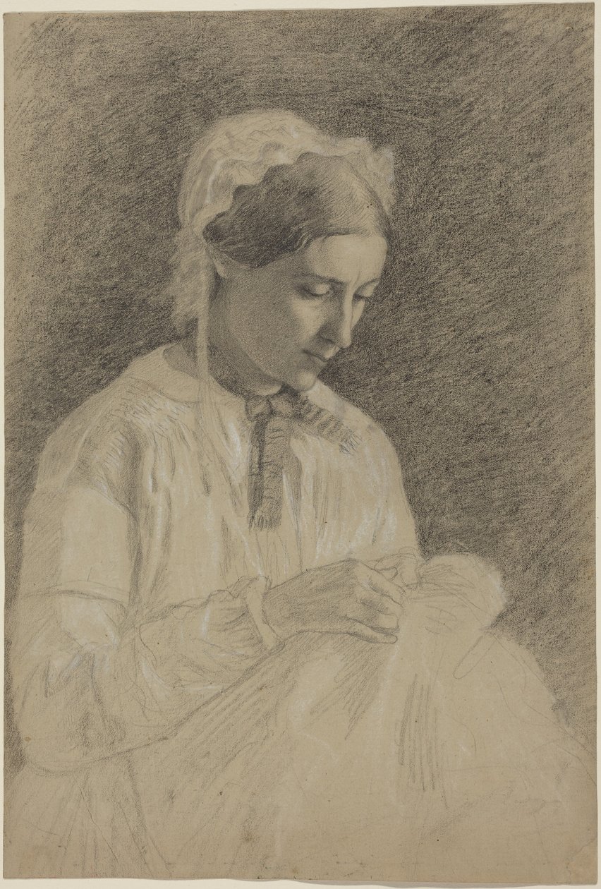 Broderande kvinna av Edgar Degas