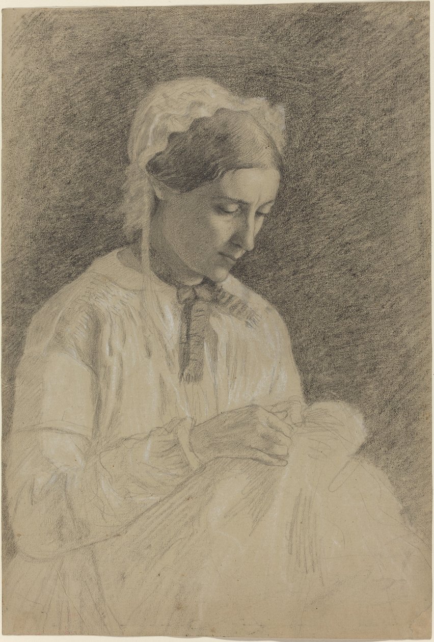 Kvinna broderar, 18551860. av Edgar Degas