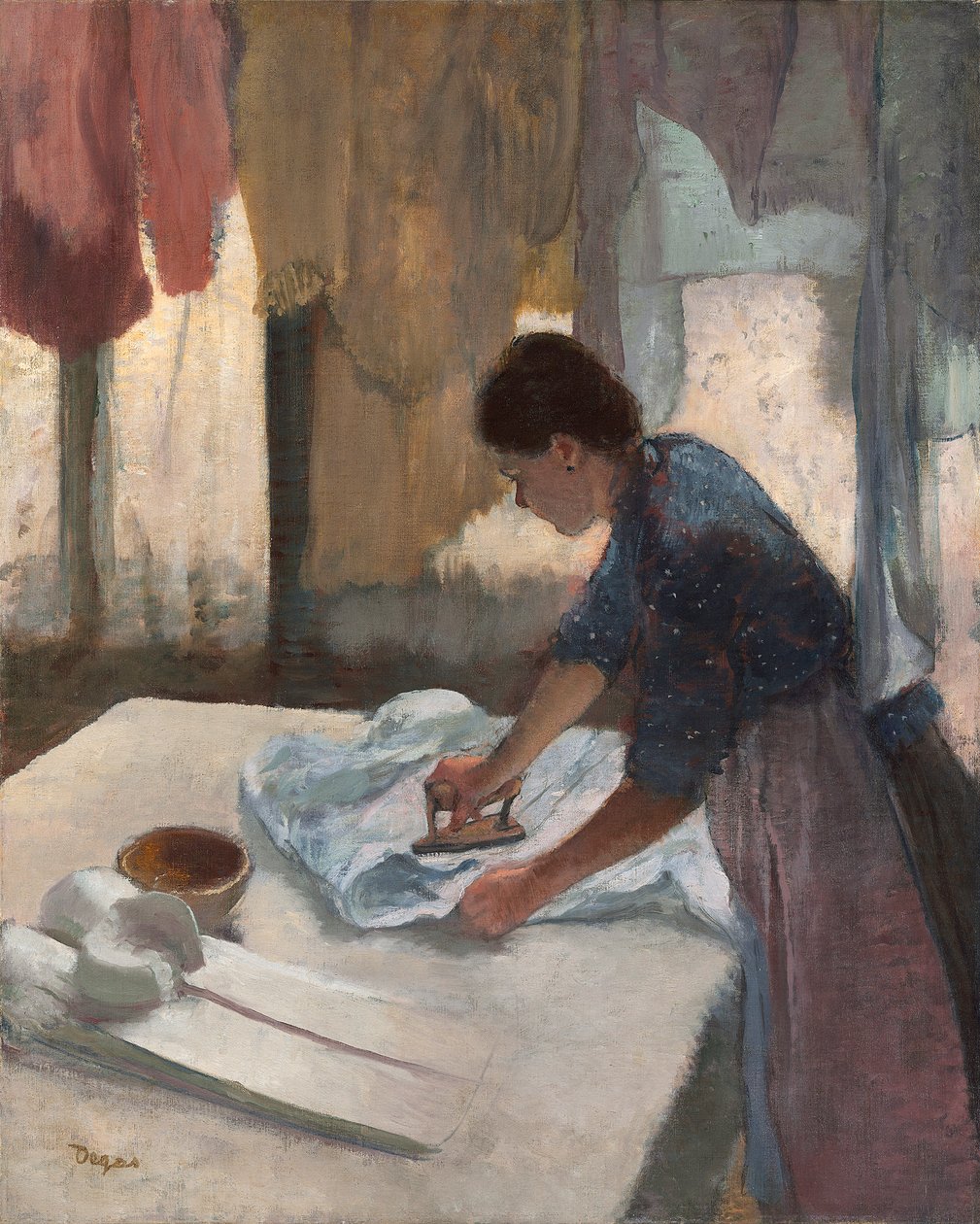 Kvinnans strykning, ca 1876-87 (olja på duk) av Edgar Degas