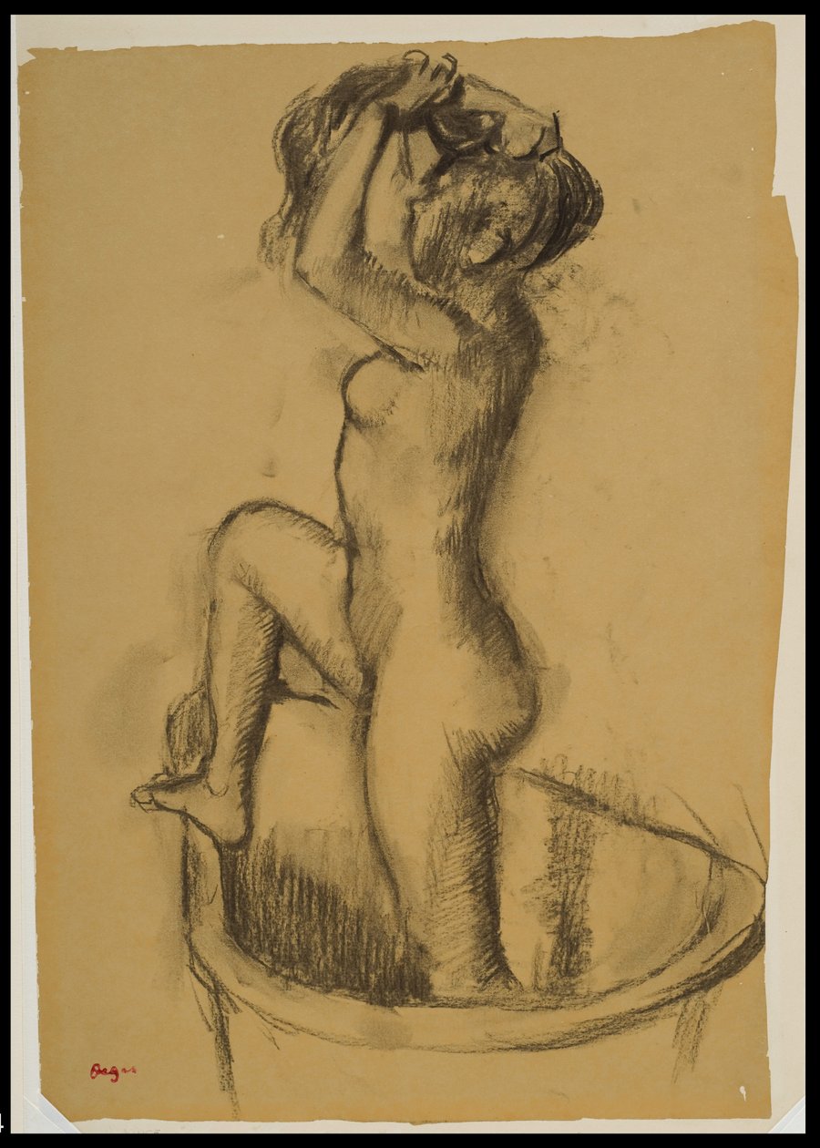 Kvinna som står i ett badkar, ca 1890-92 av Edgar Degas