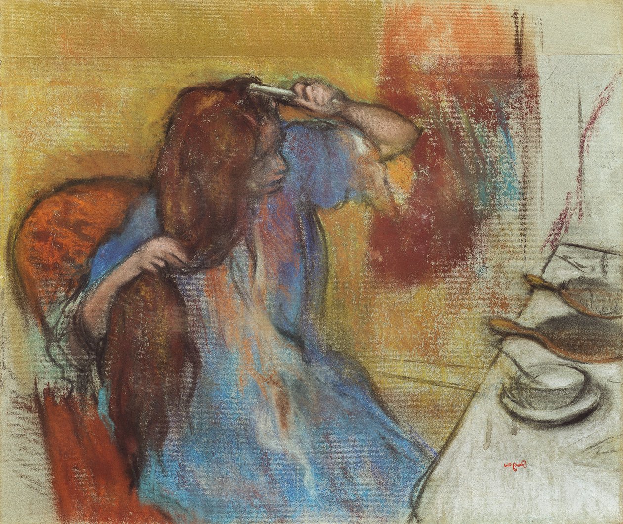 Kvinna på hennes toalett; Femme a sa Toilette, c.1889 av Edgar Degas
