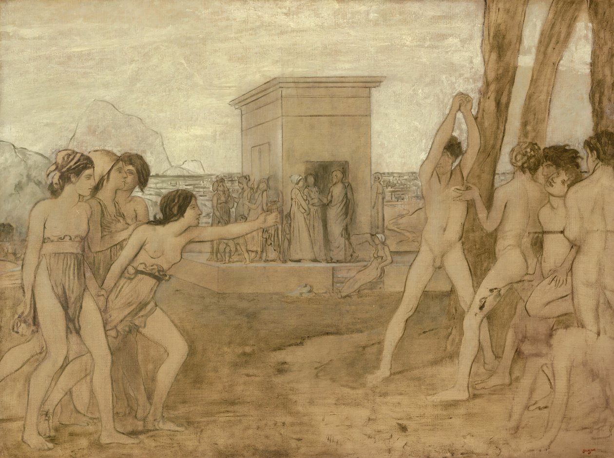 Unga spartanska flickor utmanar pojkar, ca. 1860. av Edgar Degas
