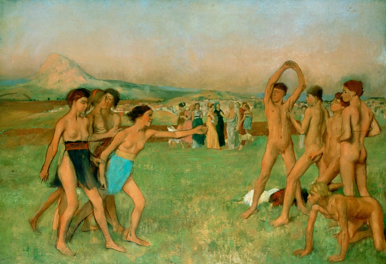 Unga spartaner tränar, c1860 av Edgar Degas