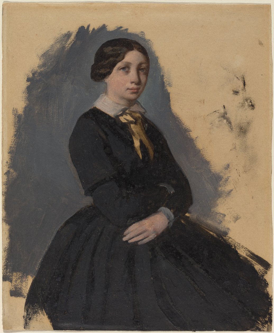 Ung kvinna i svart, 1861-5 (olja på vävt papper) av Edgar Degas