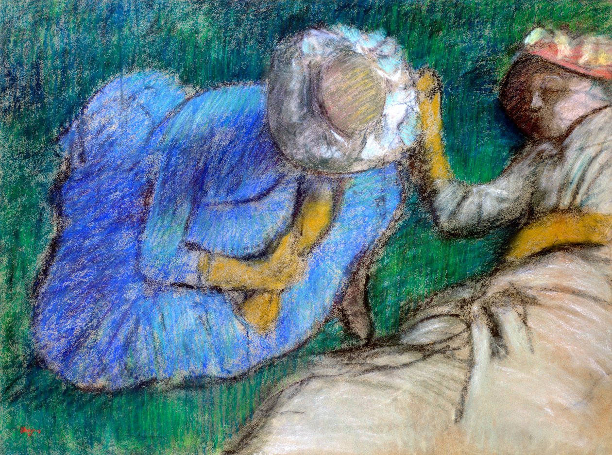 Unga kvinnor vilar, sent 1800-tidigt 1900-tal av Edgar Degas
