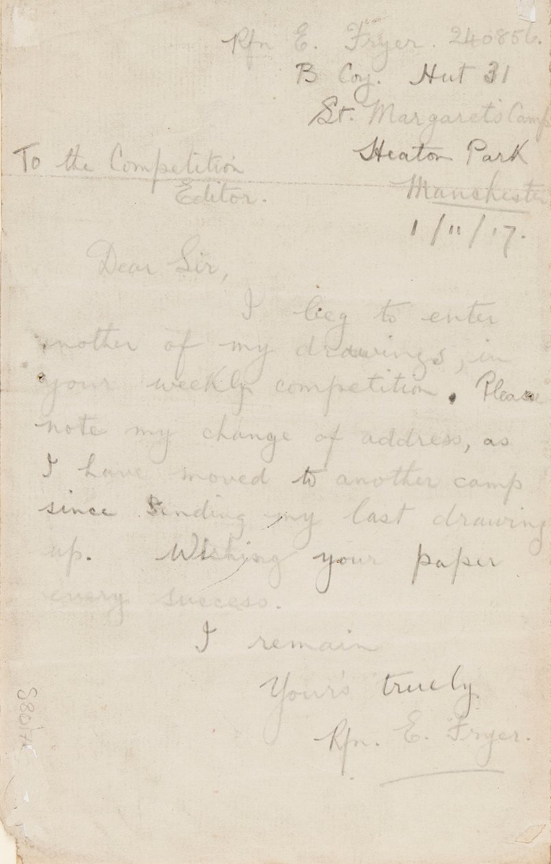 Brev till en tidningstävlingsredaktör, 1 november 1917 av Edgar Fryer