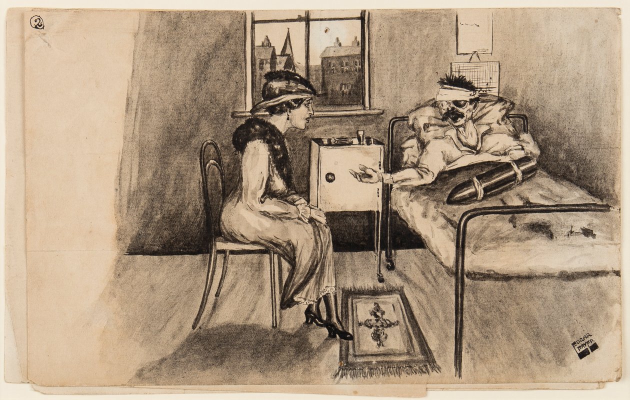 Some Shell!, 13 oktober 1917 (penna, pensel och bläck på papper) av Edgar Fryer