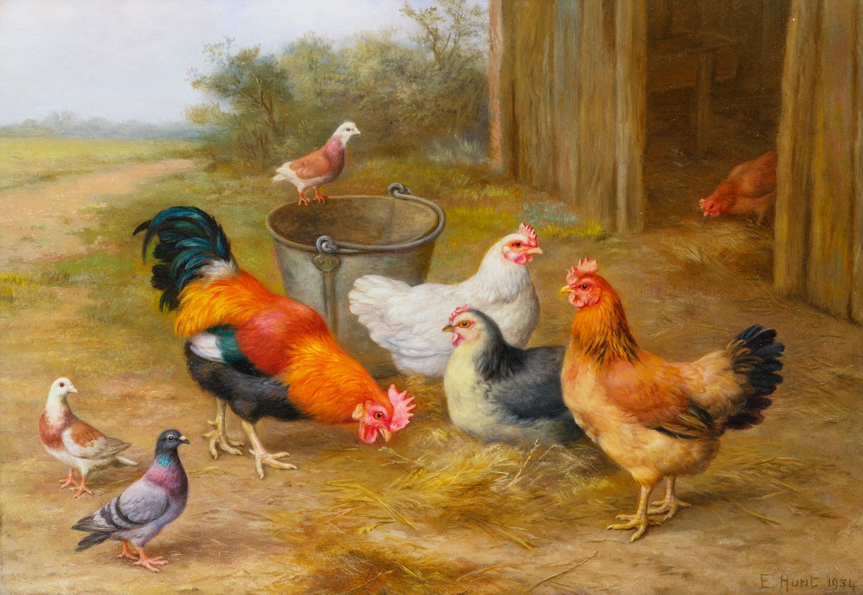 Duvor och kycklingar av Edgar Hunt