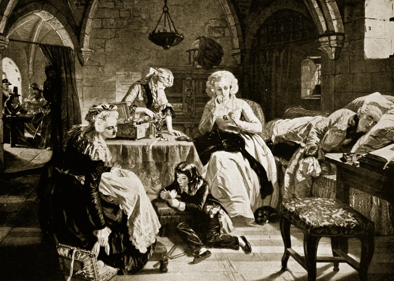 Ludvig XVI och hans familj i templet, illustration från 