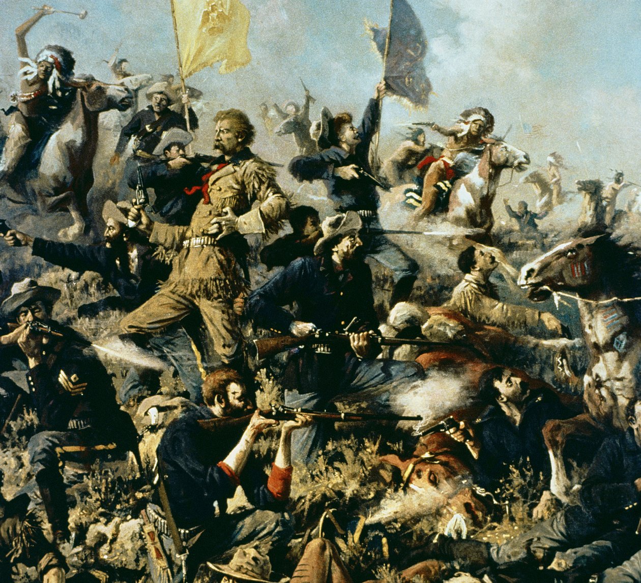 Slaget vid Little Bighorn, 25 juni 1876 (olja på duk) (detalj i mitten) av Edgar Samuel Paxson