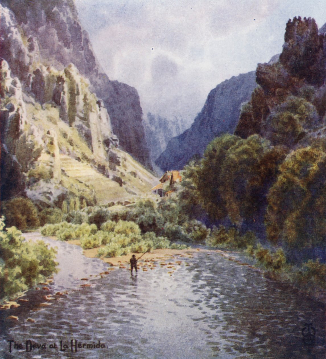 Norra Spanien: Deva Gorge, La Hermida (färg litho) av Edgar T. A. Wigram