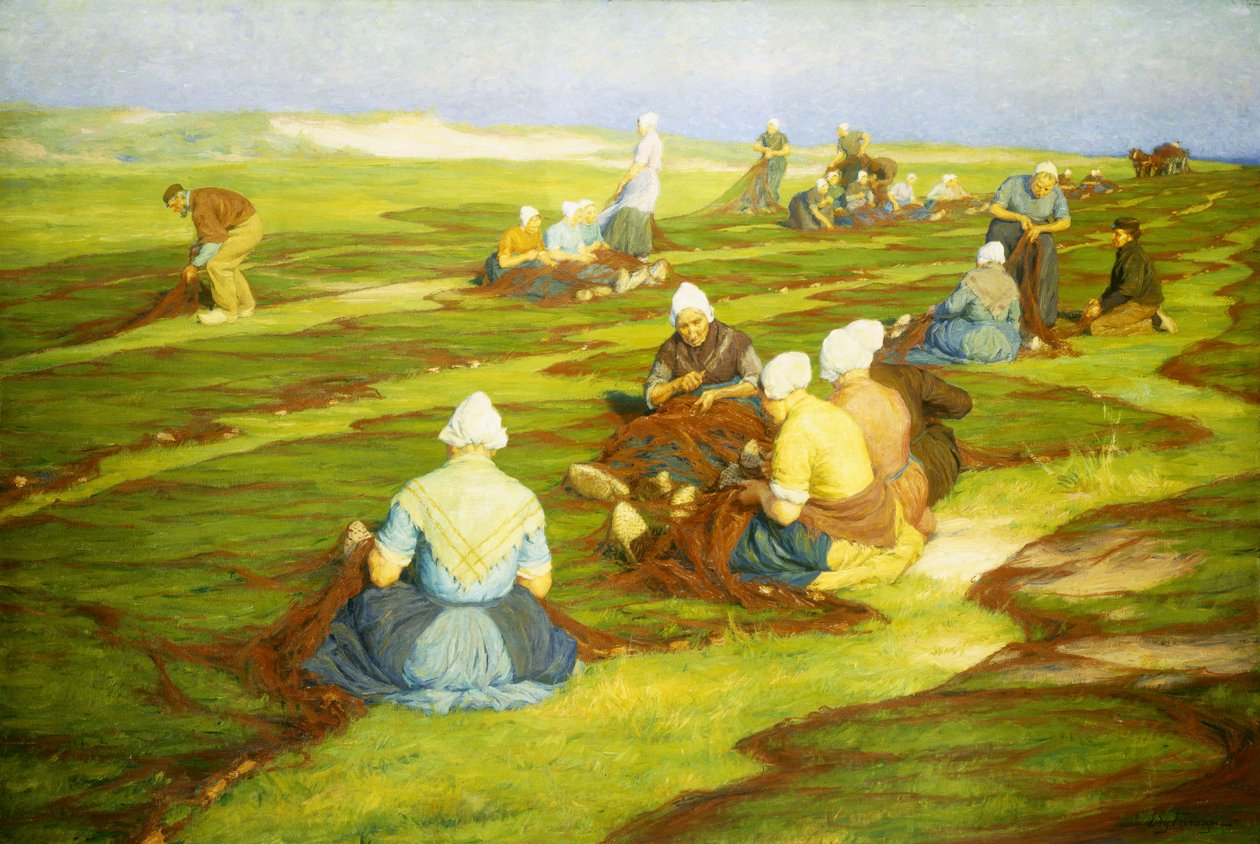 Laga näten (olja på duk) av Edgard Farasyn