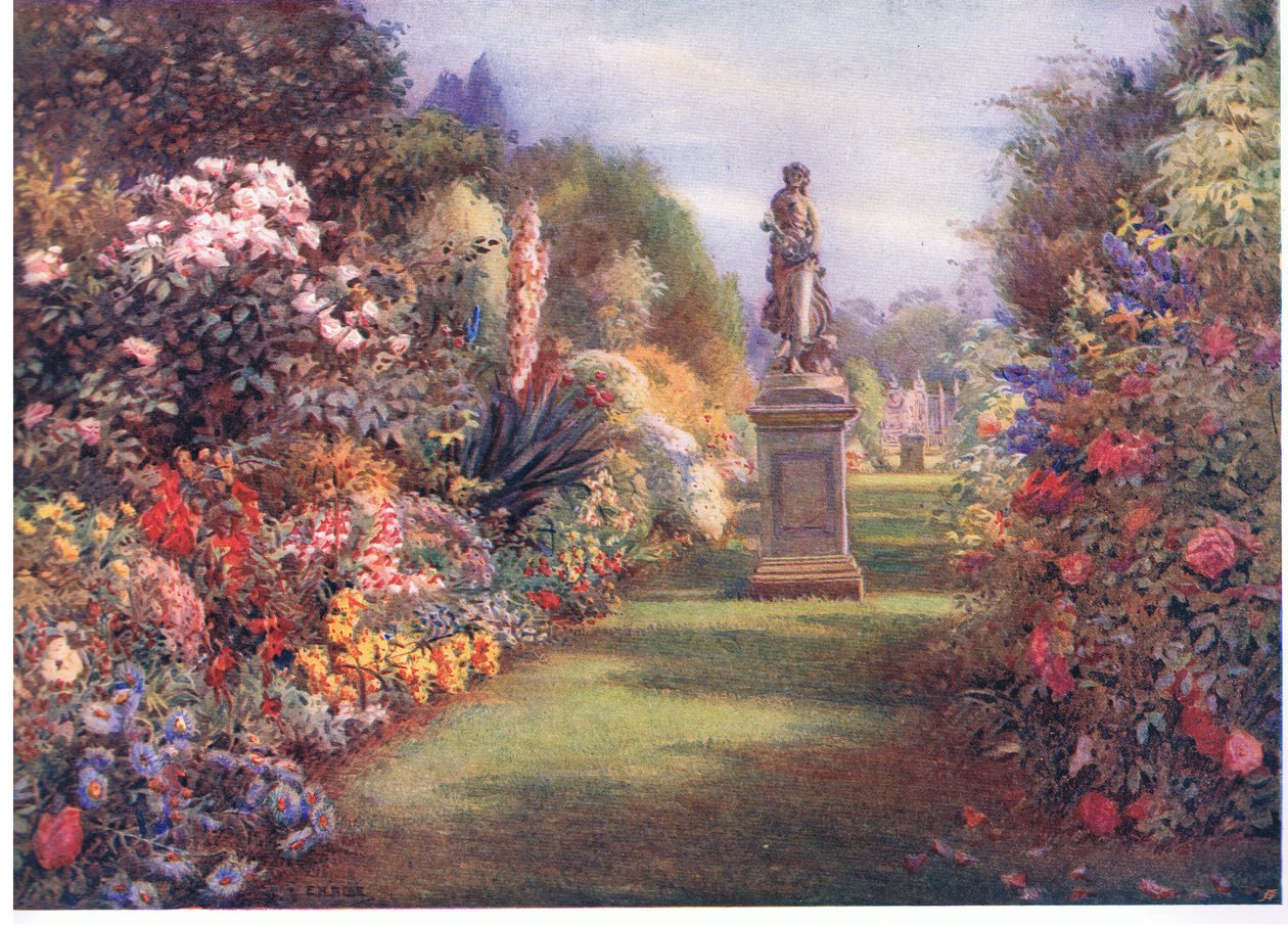 Gräspromenad på Hampton Court, från The Gardens of England: In the Southern and Western Counties publicerad av The Studio av Edith Helena Adie