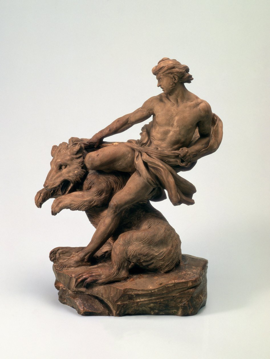 Idrottare med en björn, 1735 (terrakotta) (par 73702) av Edmé Bouchardon