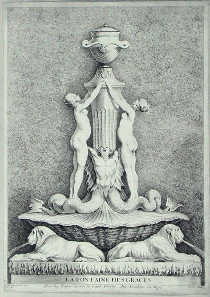 La Fontaine des Graces, graverad av Huquier (gravyr) av Edmé (after) Bouchardon