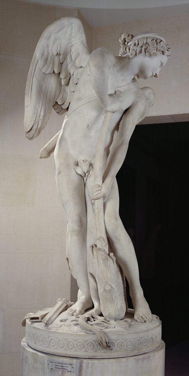 Amor som skär sin båge från Herkulesklubben av Edmé Bouchardon