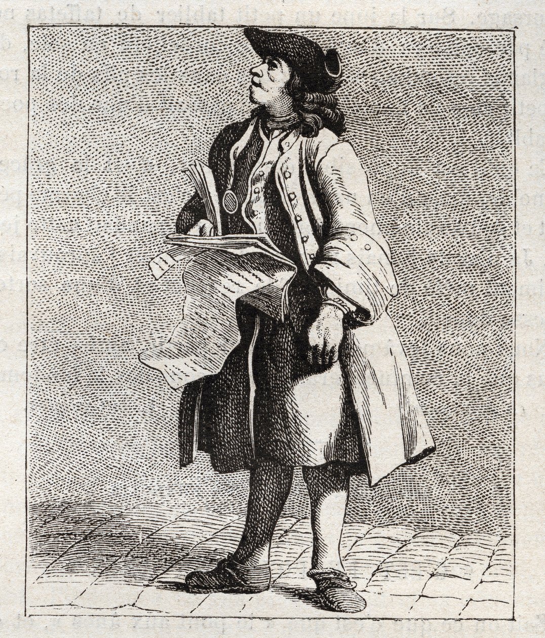Screamer of the number winners (Loto) - Petity metier de Paris (Studier tagna i det lägre folket, eller Cris of Paris) - gravyr av Edme Bouchardon (1698-1762) av Edmé Bouchardon