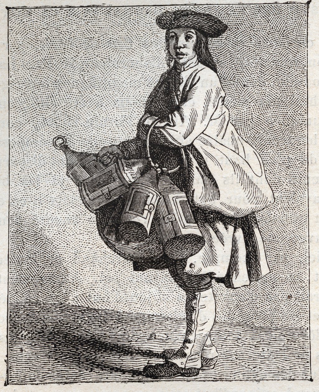 Lyktahandlaren - Pepetit metier de Paris (Studier tagna i det lägre folket, eller Cris of Paris) - gravyr av Edme Bouchardon (1698-1762) av Edmé Bouchardon