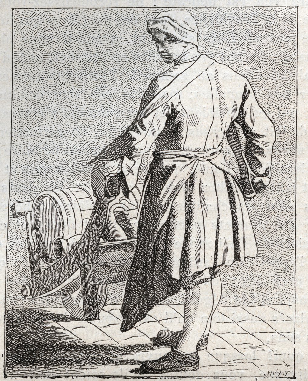 Vinägerhandlaren - Pepetit metier de Paris (Studier tagna i det lägre folket eller Paris kris) - gravyr av Edme Bouchardon (1698-1762) av Edmé Bouchardon