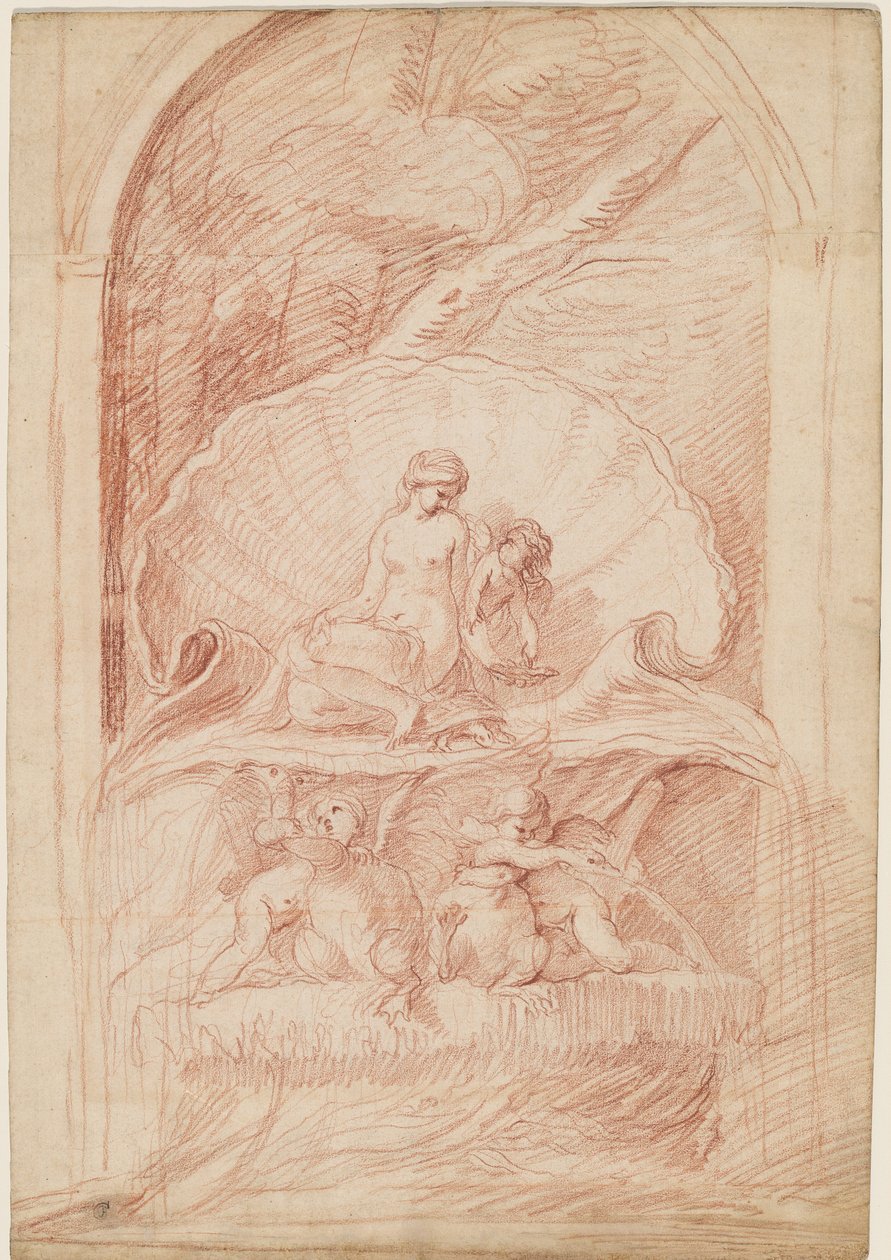 Rocaillefontän med Venus, Amorini och svanar av Edmé Bouchardon