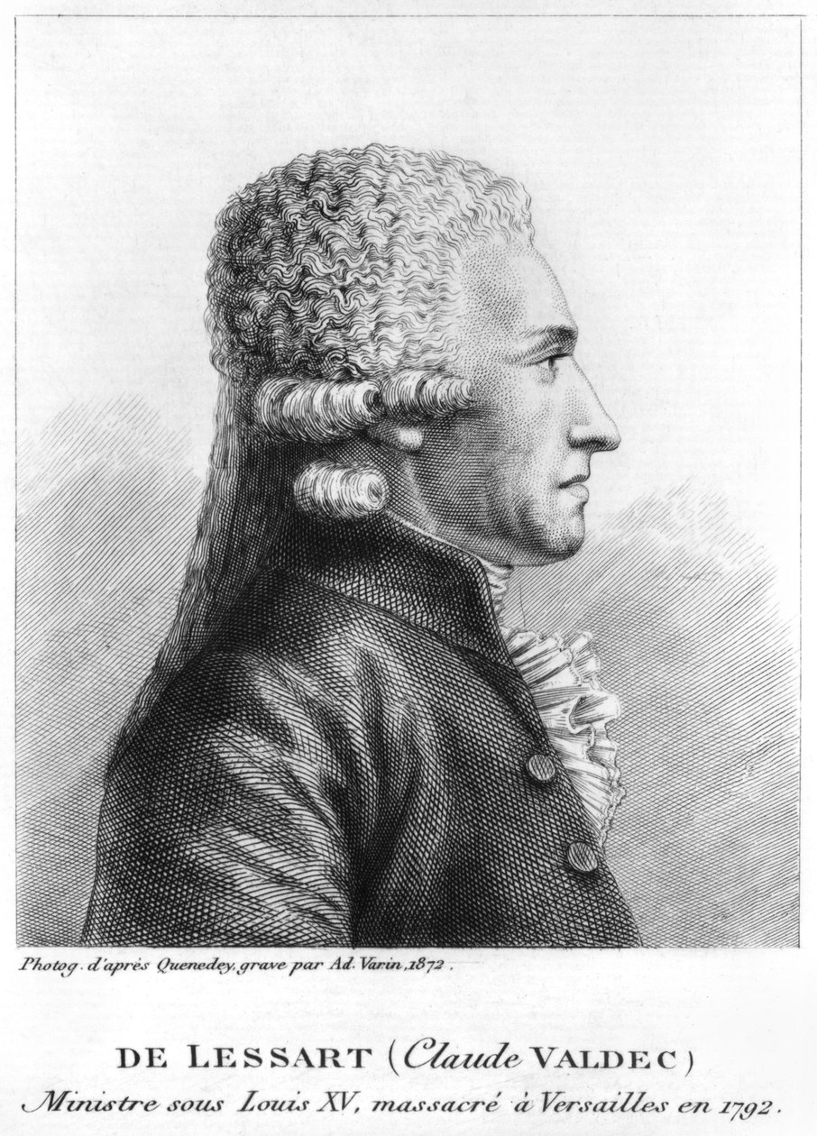Porträtt av Claude Valdec de Lessart (1741-92) graverat av Ad. Varin, 1872 (sv) av Edme Quenedey