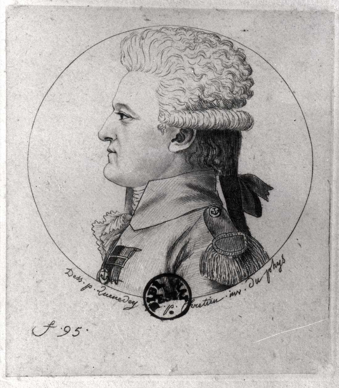 Portræt af Pierre Charles de Villeneuve (1763-1806), graveret af Gilles Louis Chretien (1754-1811) swed av Edme Quenedey