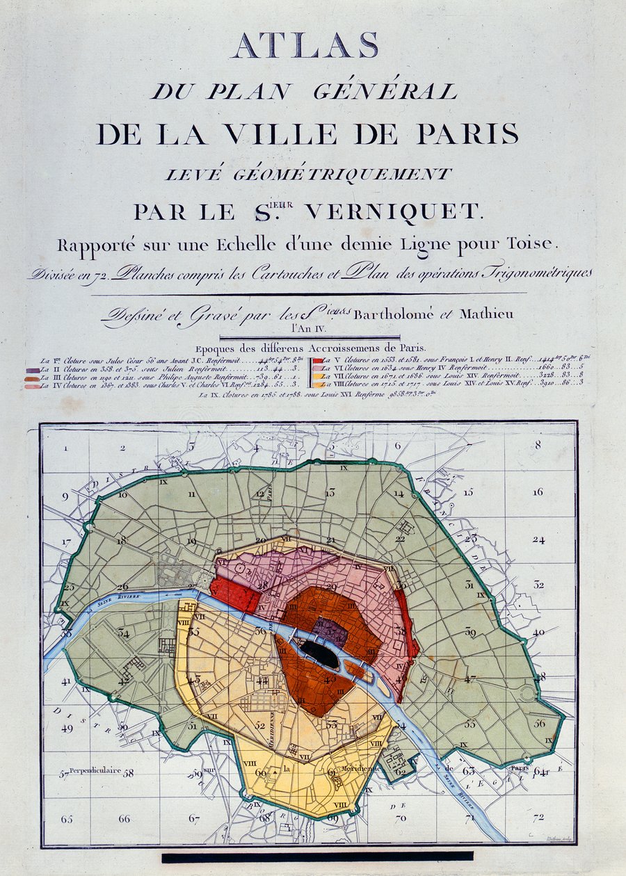 Atlas över den allmänna planen för Paris stad, 1796 av Edme Verniquet