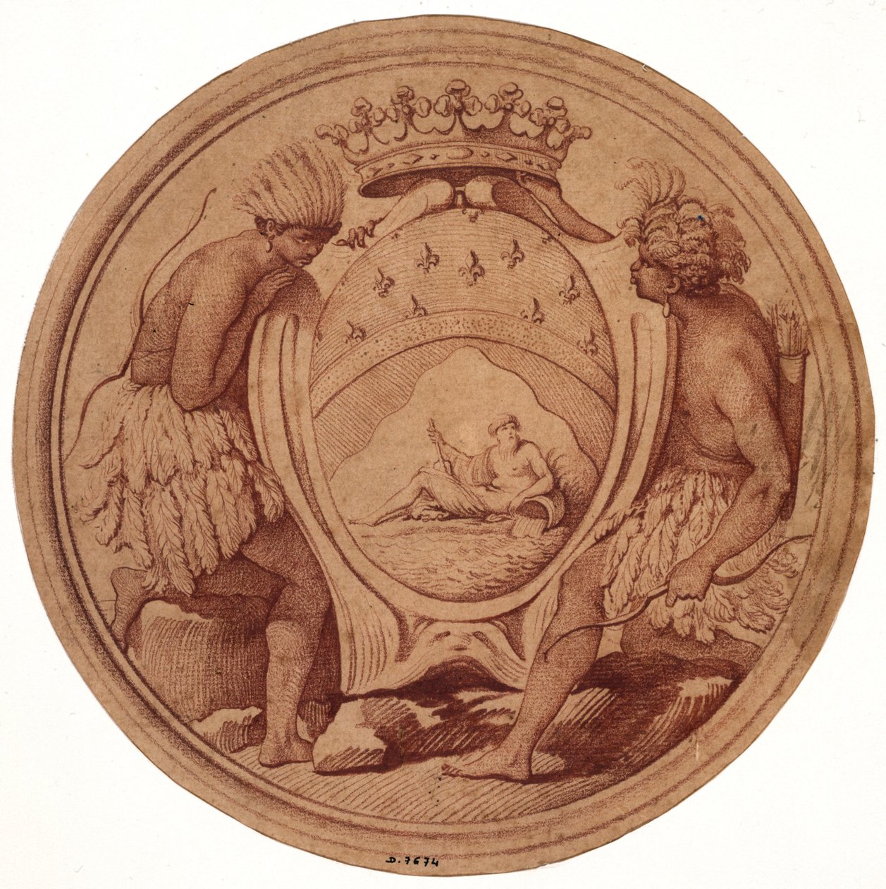Entwurf für eine Medaille für die Compagnie des Indes av Edmé Bouchardon
