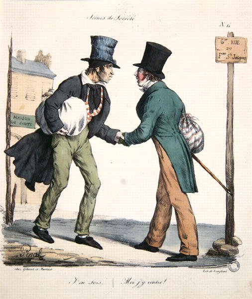 En man lämnar och den andre återvänder till sjukhuset, karikatyr från serien 