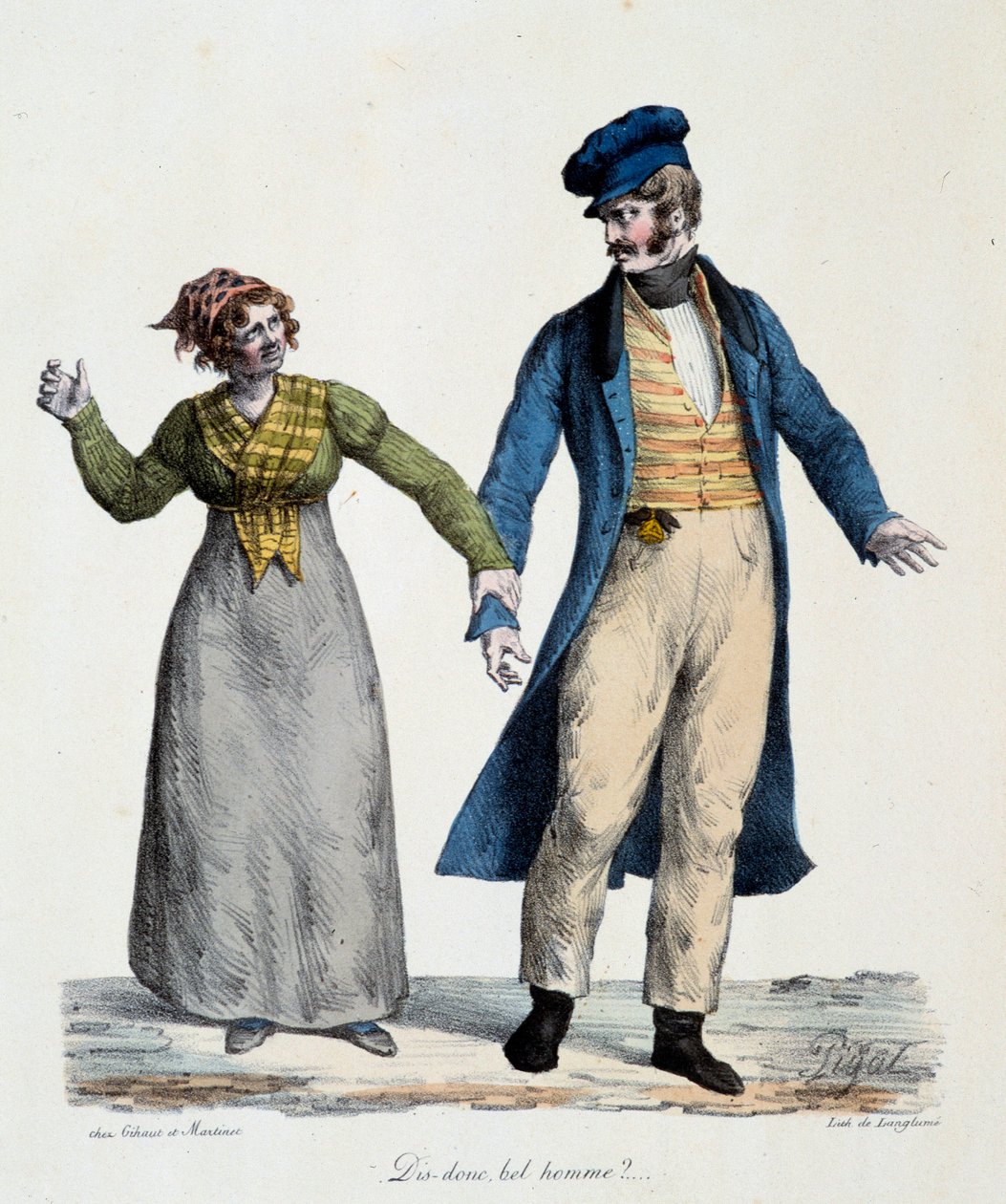 Prostitution: "" Say so handsome man"" - Populära scener av Edme Jean Pigal (1798-1872), litografi 1824 - Musee Dobree, Nantes av Edme Jean (after) Pigal