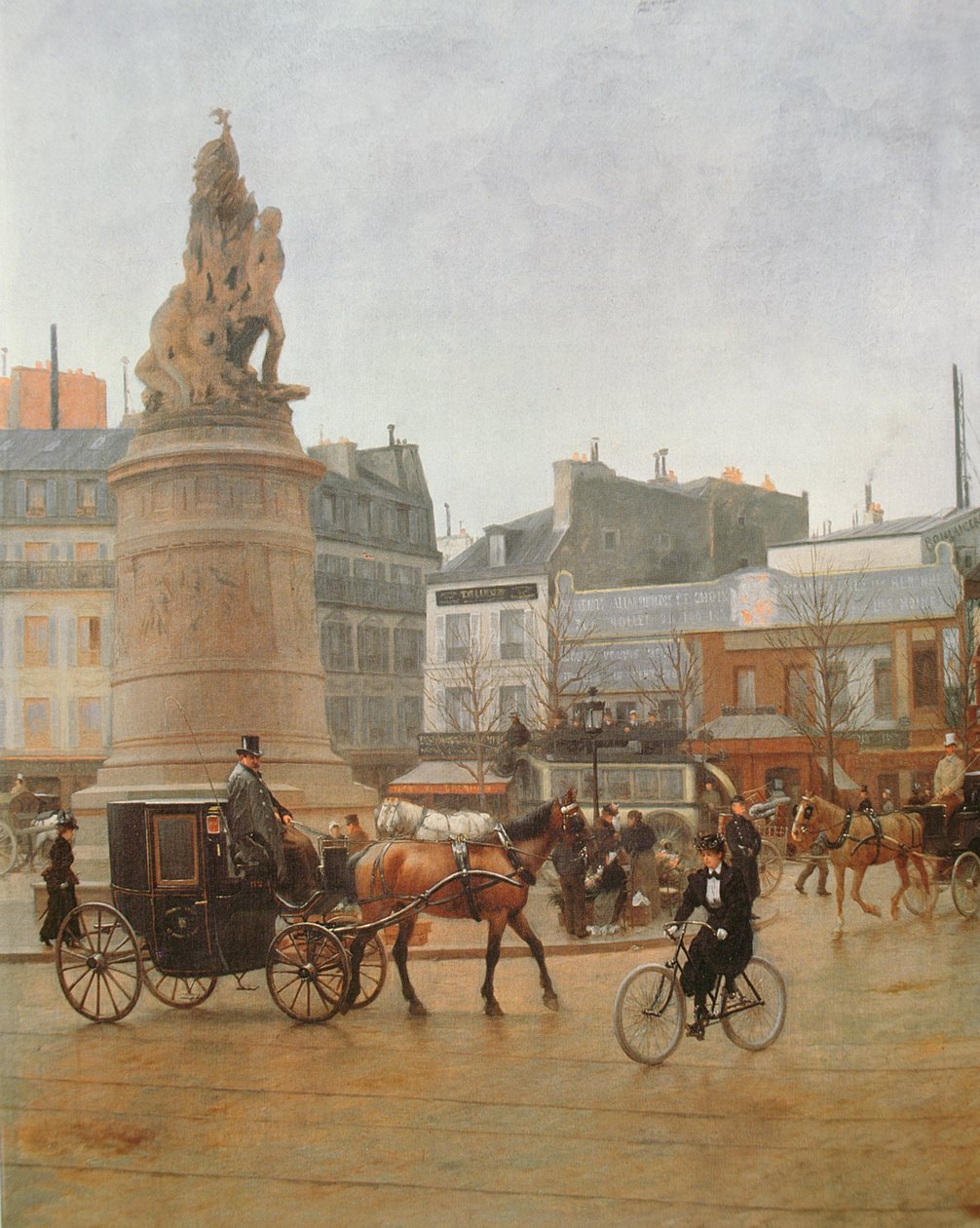 La Place Clichy, Paris, 1896 olja på duk detalj av 27890 av Edmond Georges Grandjean