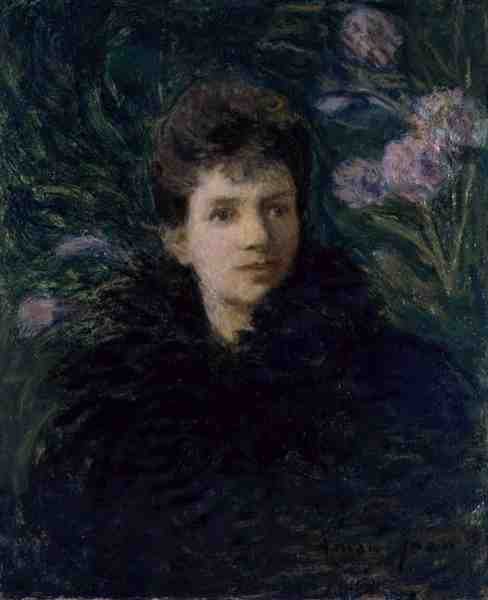 Ung kvinna med violer, ca 1910 (olja på duk) av Edmond François Aman Jean