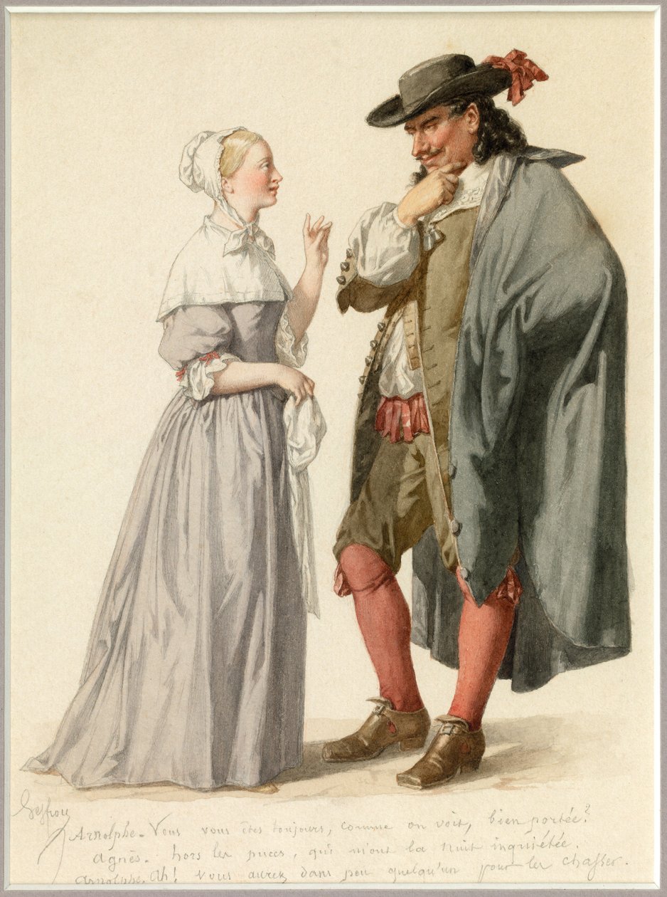 Porträtt av Agnes och Arnolphe, ca 1870 (akvarell) av Edmond Aime Florentin Geffroy