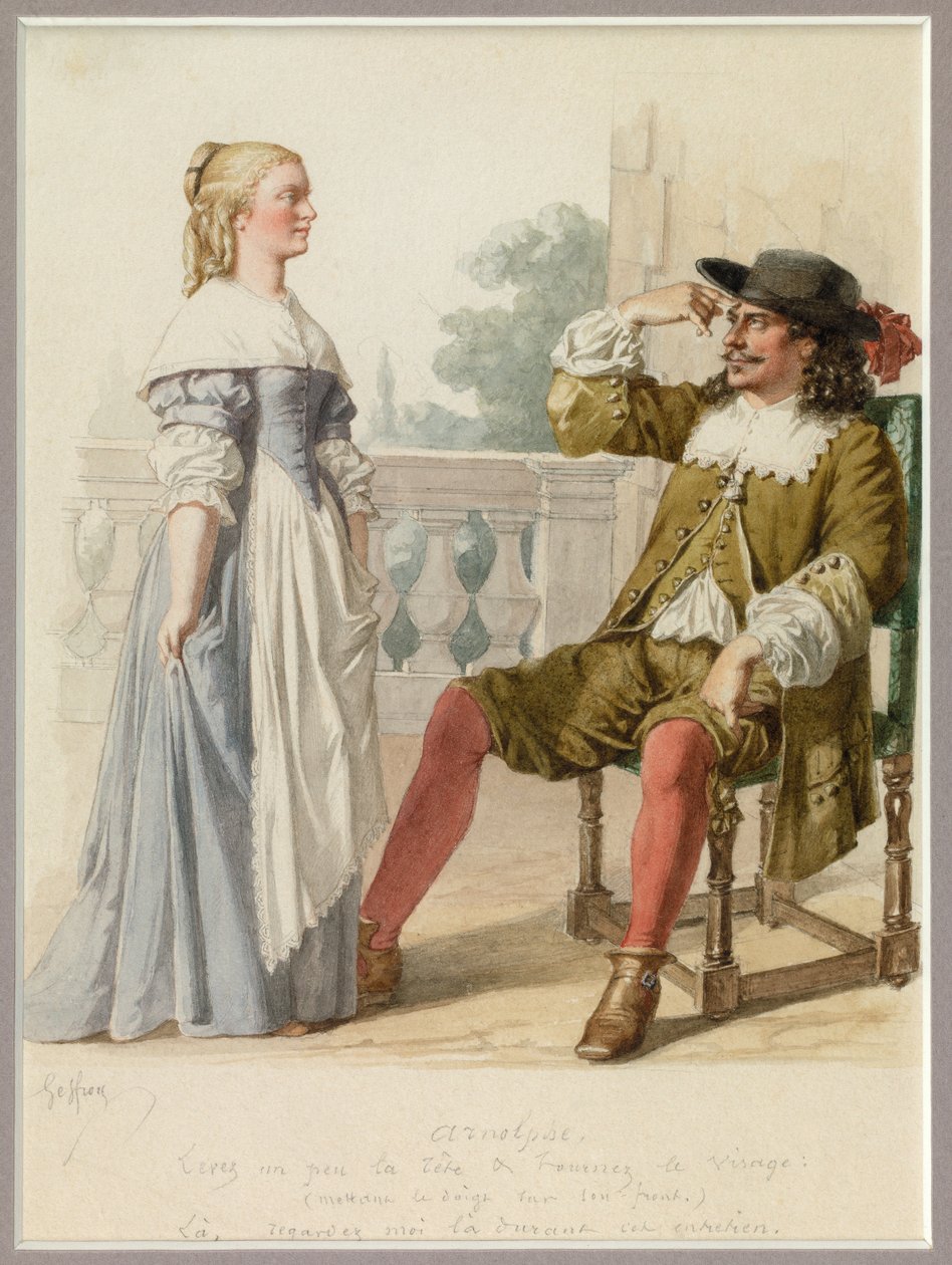 Porträtt av Agnes och Arnolphe, ca 1870 (akvarell) av Edmond Aime Florentin Geffroy