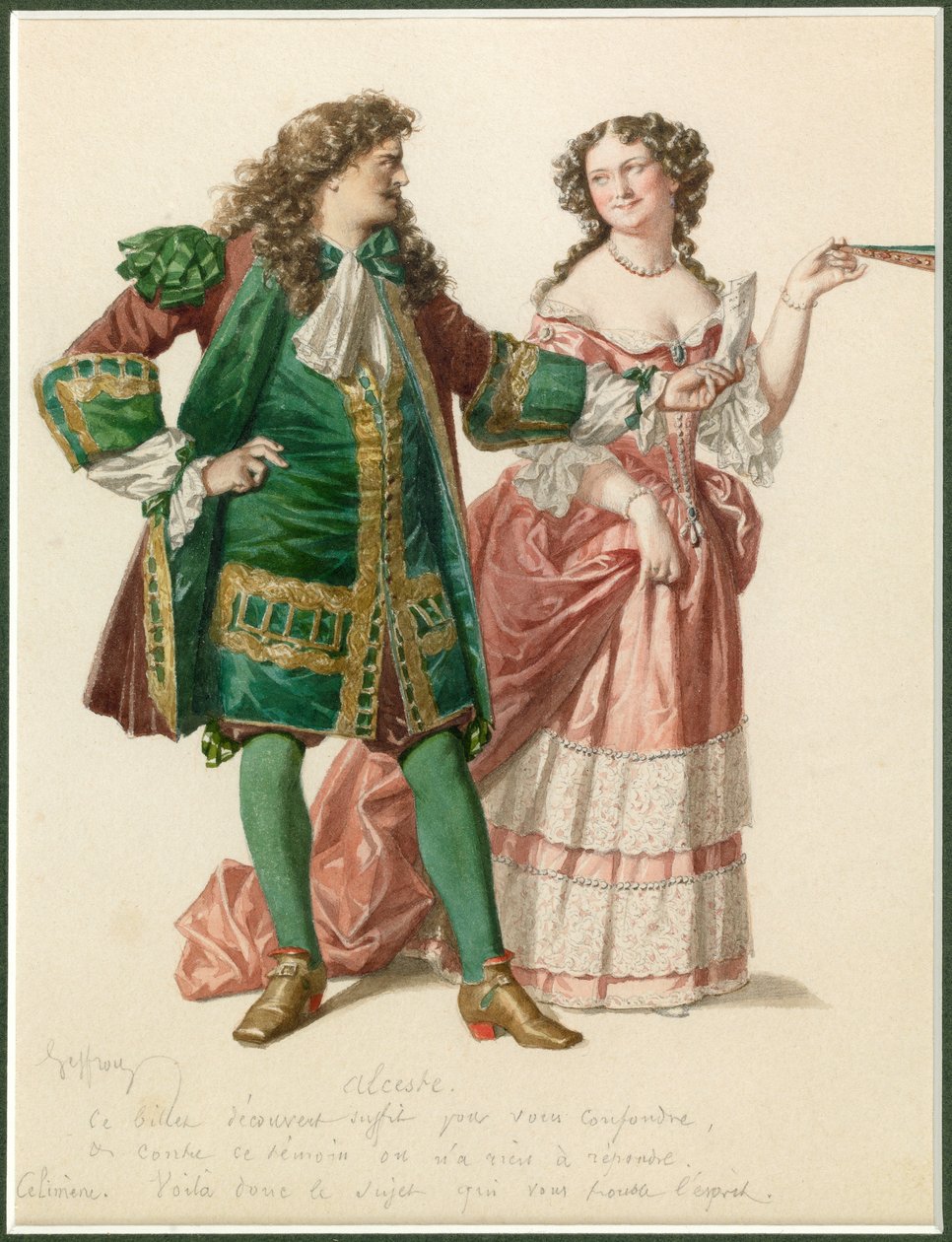 Porträtt av Alceste och Celimene, ca 1870 (akvarell) av Edmond Aime Florentin Geffroy