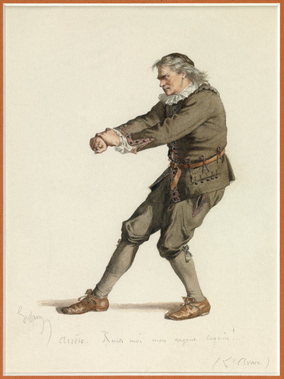 Porträtt av Harpagon, ca 1870 (akvarell) av Edmond Aime Florentin Geffroy