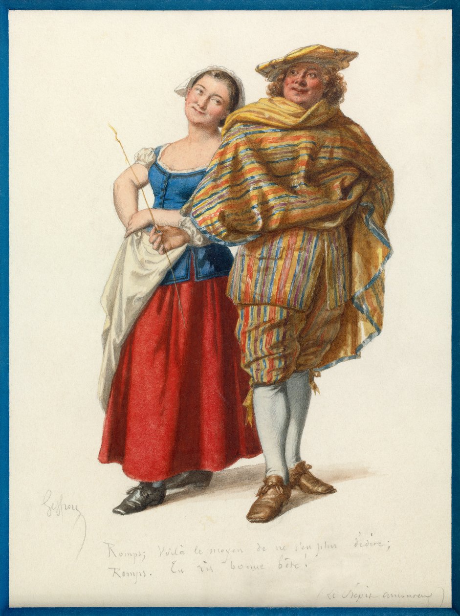 Porträtt av Marinette och Fat Rene, ca 1870 (akvarell) av Edmond Aime Florentin Geffroy