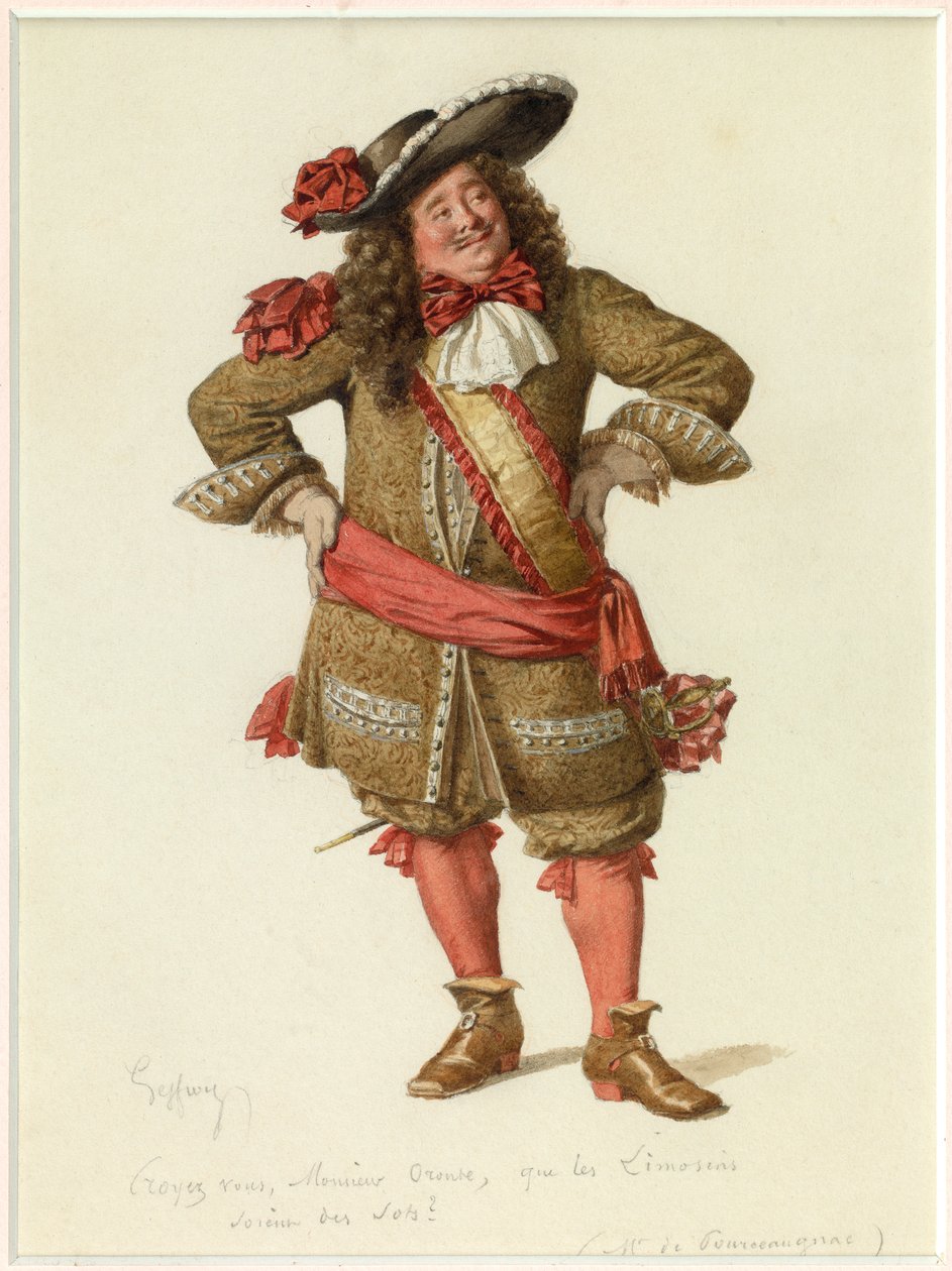 Porträtt av Monsieur de Pourceaugnac, ca 1870 (akvarell) av Edmond Aime Florentin Geffroy