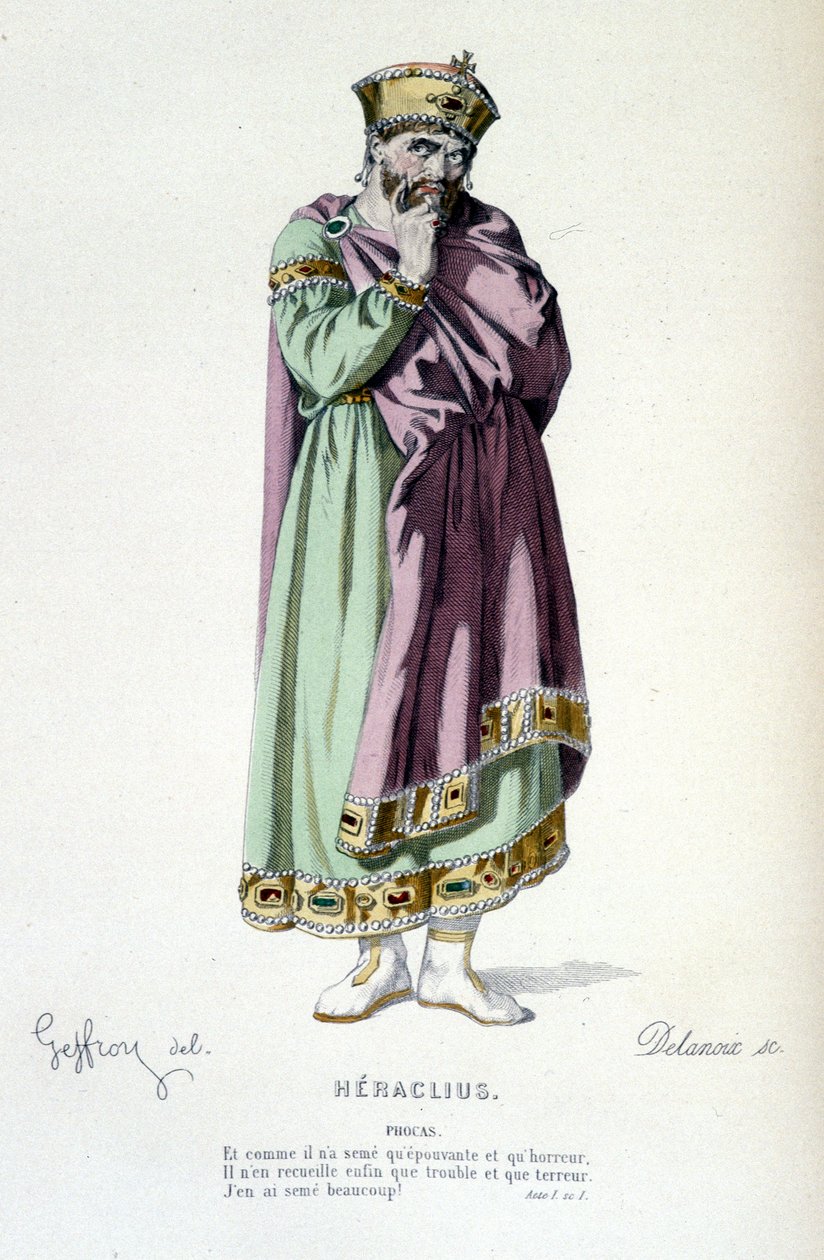 Karaktären av Phocas i tragedin Heraclius - Full Theatre: (Samling av pjäser av Corneille) teckning av Geffroy, gravyr av Delanoix - ed. Laplace, Sanchez et Cie, Paris 1884 av Edmond Aime Florentin Geffroy