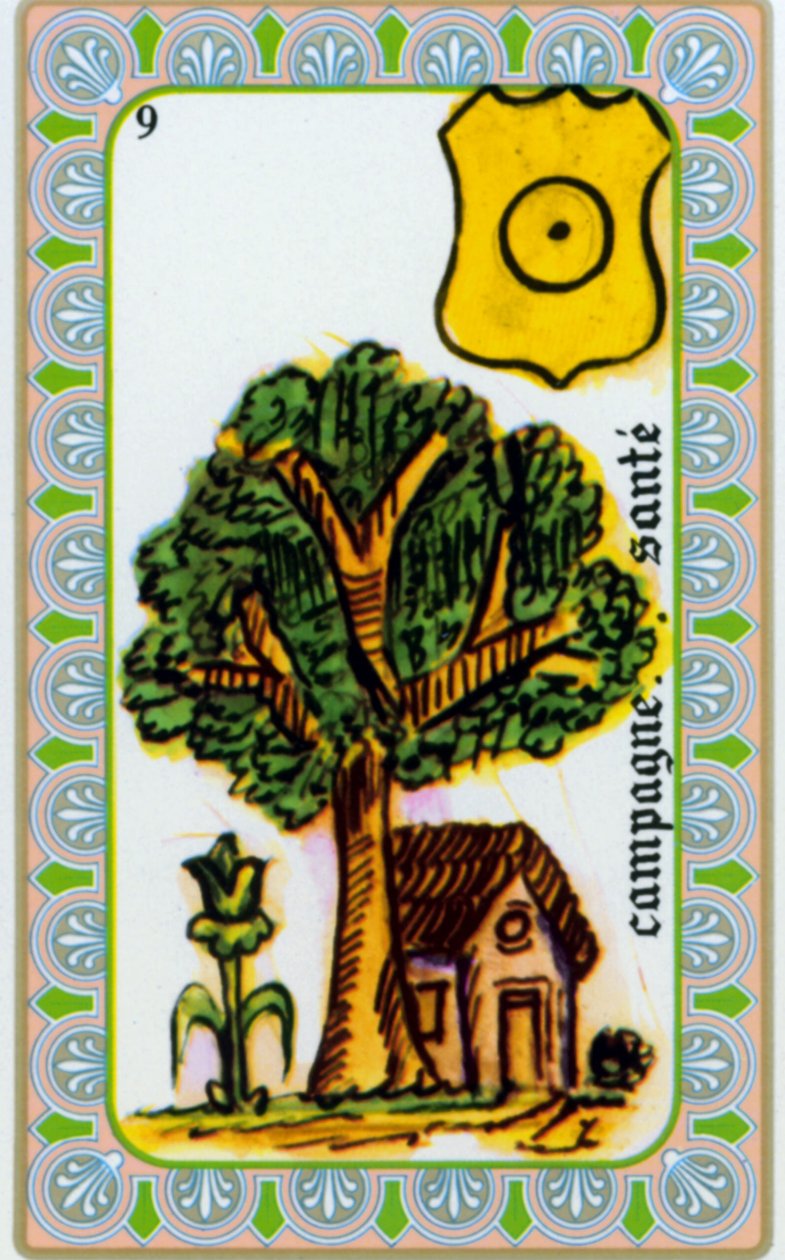 tarot av magus Belline tecknad av Edmond Billaudot c. 1845 och ges till klärvoajanta Belline för återutgivning: kort över landets hälsa av Edmond Billaudot