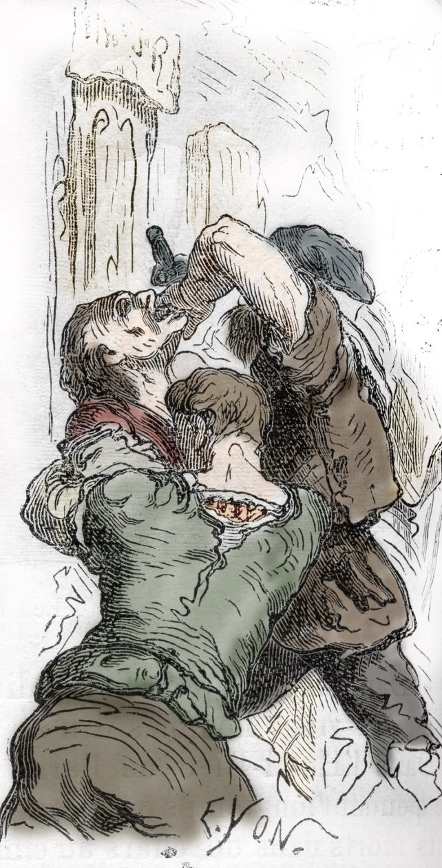 digerdöden: slakt av judar, 1348, illustration från "Histoire-populaire-de-France" av Charles Lahure, 1866 av Edmond Charles Yon
