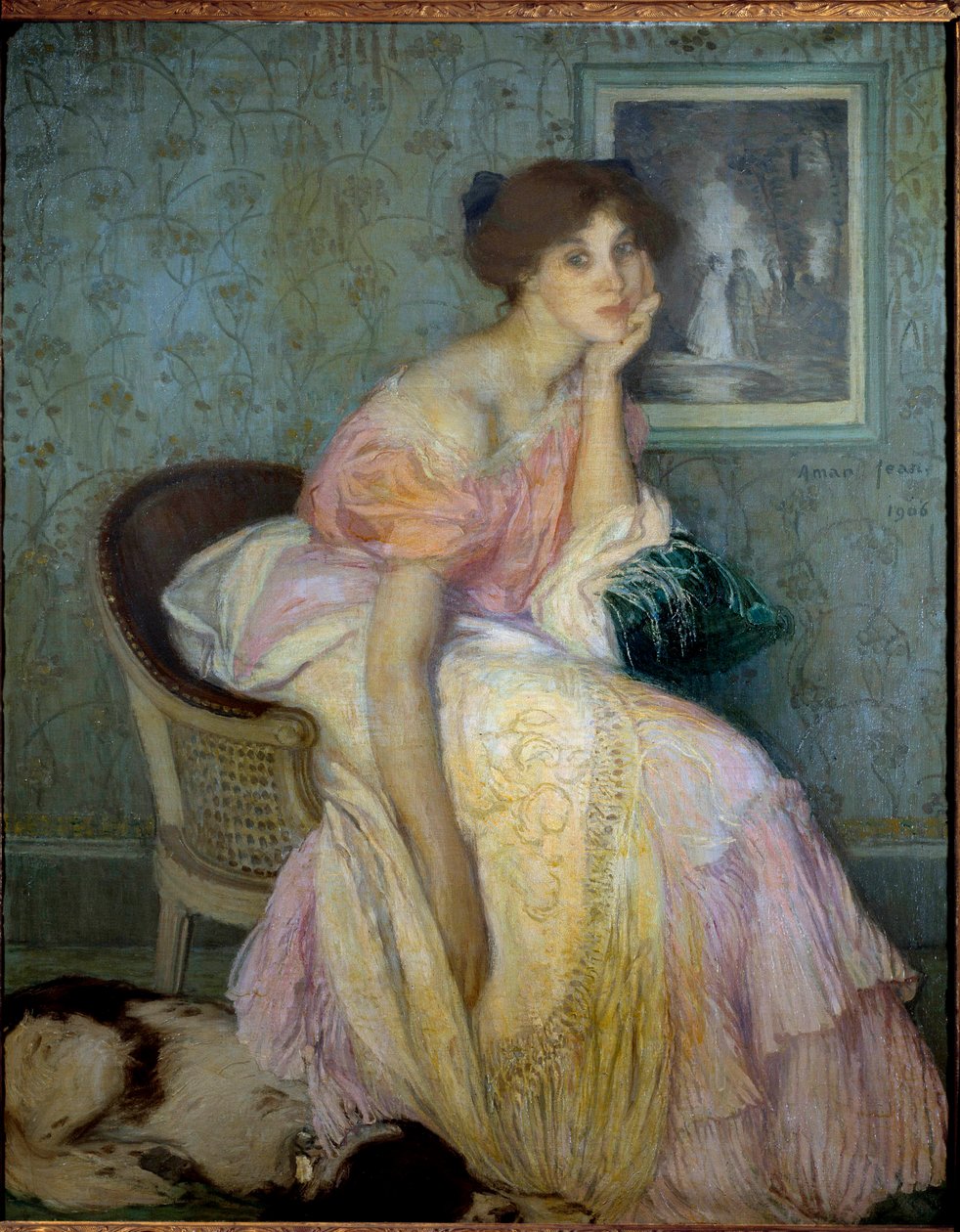 Porträtt av fröken Ella Carmichael, barnguvernant av konstnären Målning av Edmond Francois Aman Jean (Aman-Jean, Amand Jean, Aman-Jean av Edmond François Aman Jean
